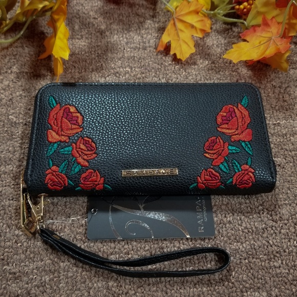 Rampage Handbags - NWT Rampage rose tattoo wristlet wallet clutch